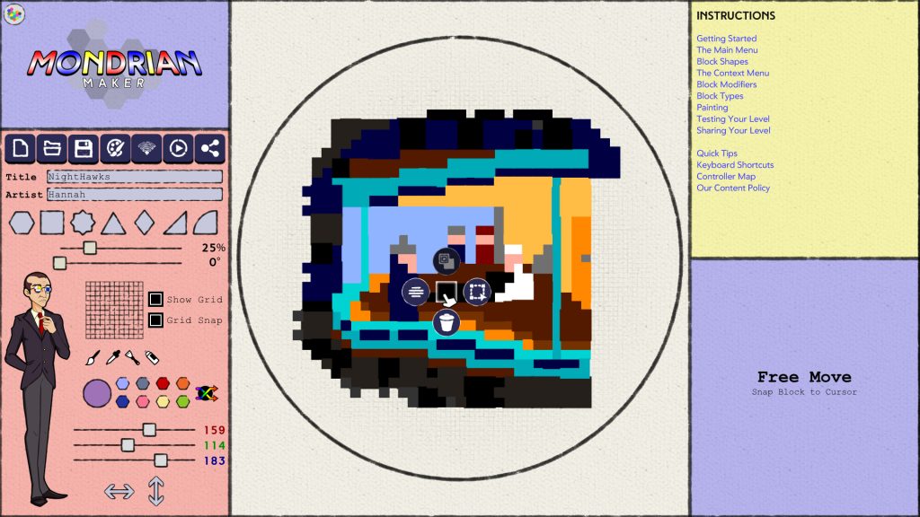 Updates for Mondrian Maker include new block shapes, improved UI, and typed number value inputs.